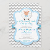 Little Sweet Lamb Boy Baby shower Invitation Kaart (Voorkant / Achterkant)