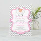 Little Sweet Lamb Girl Baby shower Uitnodiging (Staand voorkant)