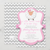 Little Sweet Lamb Girl Baby shower Uitnodiging (Voorkant / Achterkant)
