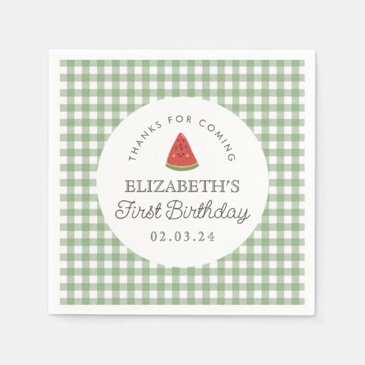 Little Sweet Melon Eerste Verjaardag Servet (Voorkant)