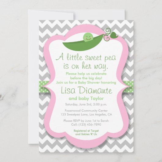 Little Sweet Pea Girl Baby shower Kaart (Voorkant)