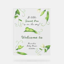 Little Sweet Pea Welcome Baby Shower Acryl Bord