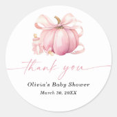 Little Sweet Pumpkin Baby shower Bedankt Ronde Sticker (Voorkant)