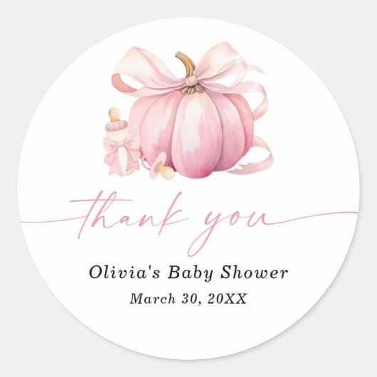 Little Sweet Pumpkin Baby shower Bedankt Ronde Sticker (Voorkant)