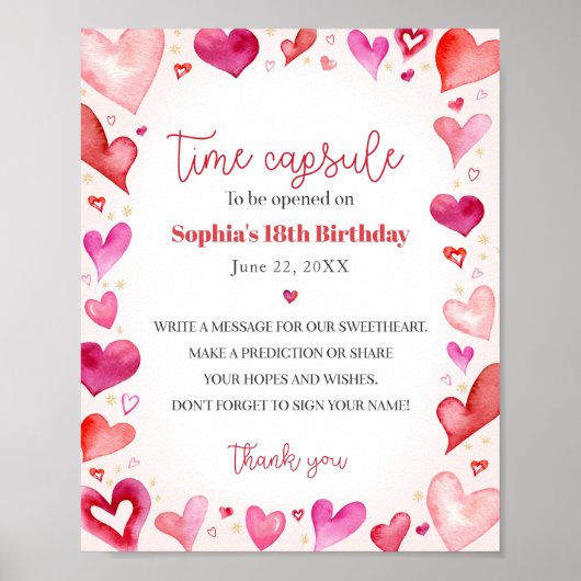 Little Sweetheart advies tijd capsule teken Poster (Voorkant)