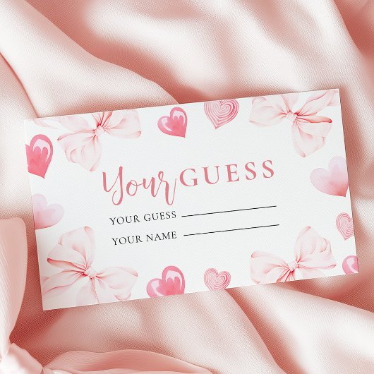 Little Sweetheart Answer Card Pink Bow Baby Shower Informatiekaartje