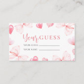 Little Sweetheart Answer Card Pink Bow Baby Shower Informatiekaartje (Voorkant)