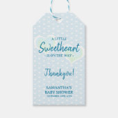 Little Sweetheart Baby shower Blue Gift Label Cadeaulabel (Voorkant)