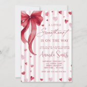 Little Sweetheart Baby Shower Bow Invitation Kaart (Voorkant)