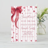 Little Sweetheart Baby Shower Bow Invitation Kaart (Staand voorkant)