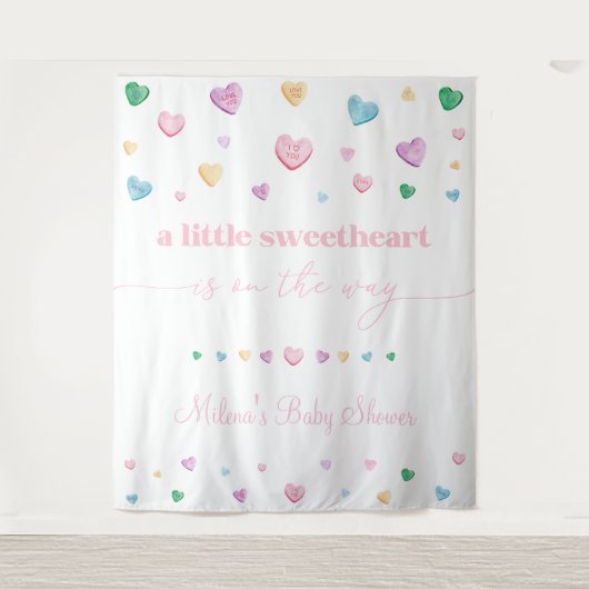 Little Sweetheart Baby Shower Conversation Hearts Wandkleed (Voorkant)