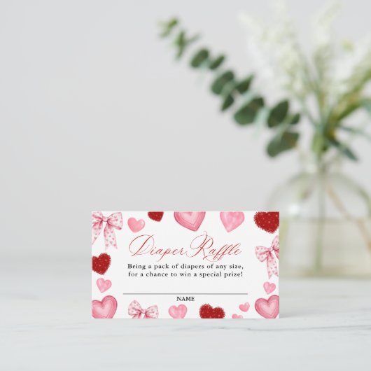 Little Sweetheart Baby Shower, Diaper Raffle Card Informatiekaartje (Staand voorkant)