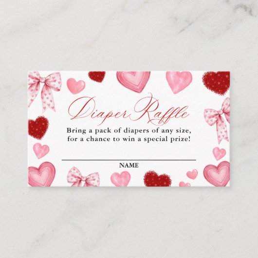 Little Sweetheart Baby Shower, Diaper Raffle Card Informatiekaartje (Voorkant)