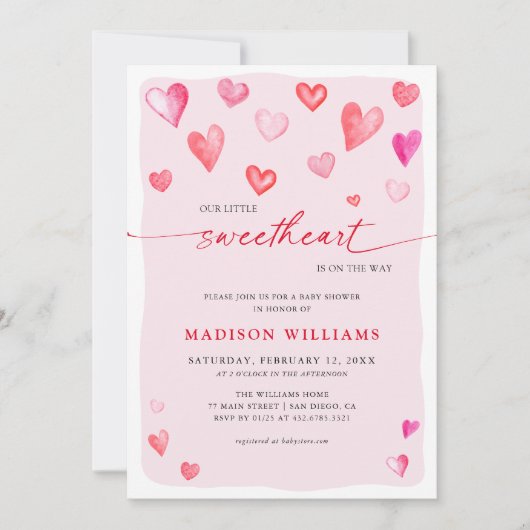 Little Sweetheart Baby shower Hearts Kaart (Voorkant)