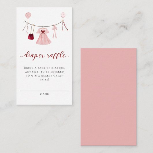 Little Sweetheart Baby shower Luier Raffle Informatiekaartje (Voorkant / Achterkant)