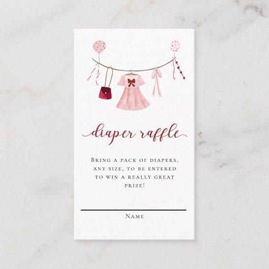 Little Sweetheart Baby shower Luier Raffle Informatiekaartje (Voorkant)