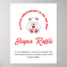 Little Sweetheart Baby shower Luier Raffle Sign