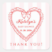 Little Sweetheart Baby Shower Thank You Sticker (Voorkant)