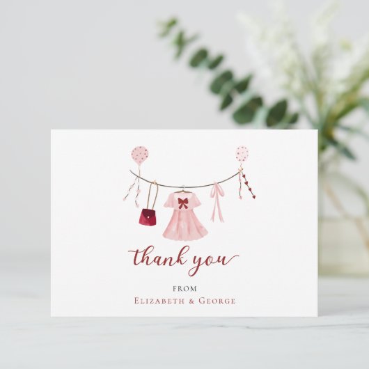 Little Sweetheart Baby shower Valentijn Custom Bedankkaart (Staand voorkant)