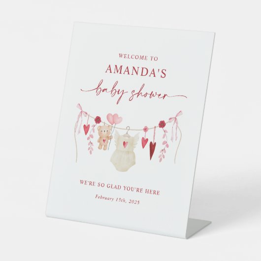 Little Sweetheart Baby shower Welkomstbord Reclamebord Met Voetstuk (Voorkant)