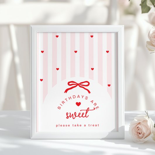 Little Sweetheart Birthdays are sweet coquette Bow Poster