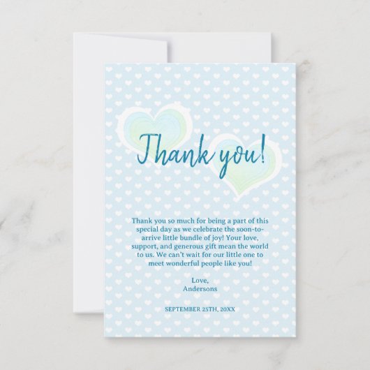 Little Sweetheart Blue Baby shower bedankkaart (Voorkant)