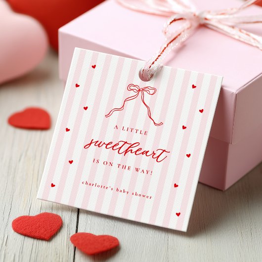 Little Sweetheart Bow Baby Shower Bedankjes Labels