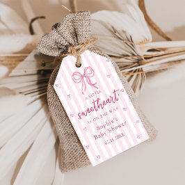 Little Sweetheart Bow Baby Shower Gift Tags Cadeaulabel
