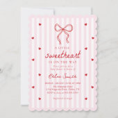 Little Sweetheart Bow Baby Shower Invitation Kaart (Voorkant)