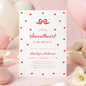Little Sweetheart Bow Baby Shower Invitation Kaart