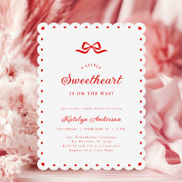 Little Sweetheart Bow Baby Shower Invitation Kaart
