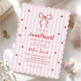 Little Sweetheart Bow Baby Shower Invitation Kaart