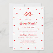 Little Sweetheart Bow Baby Shower Invitation Kaart (Voorkant)
