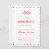 Little Sweetheart Bow Baby Shower Invitation Kaart (Voorkant)