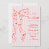 Little Sweetheart Bow Baby Shower Invitation Kaart (Voorkant)