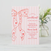 Little Sweetheart Bow Baby Shower Invitation Kaart (Staand voorkant)