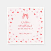 Little Sweetheart Bow Baby Shower Invitation Servet (Voorkant)
