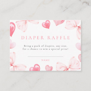 Little Sweetheart Bow Baby shower Luier Raffle Informatiekaartje
