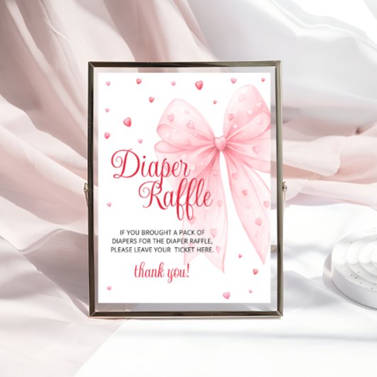 Little Sweetheart Bow Baby shower Luier Raffle Poster
