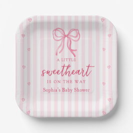 Little Sweetheart Bow Baby Shower Paper Plates  Papieren Bordje