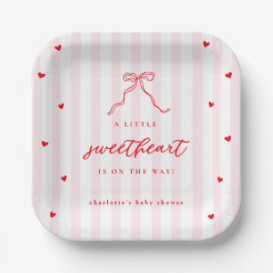 Little Sweetheart Bow Baby Shower Papieren Bordje