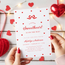 Little Sweetheart Bow Baby Shower Uitnodiging