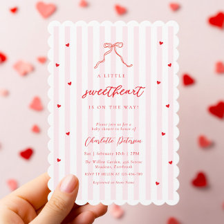 Little Sweetheart Bow Baby Shower Uitnodiging