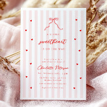 Little Sweetheart Bow Baby Shower Uitnodiging