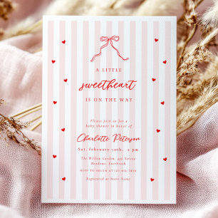 Little Sweetheart Bow Baby Shower Uitnodiging