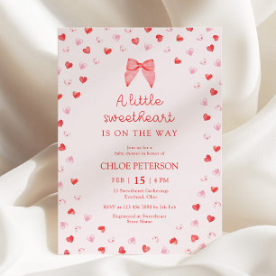 Little Sweetheart Bow Baby Shower Uitnodiging