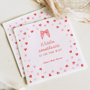 Little Sweetheart Bow Baby Shower Uitnodiging Servet