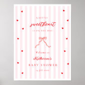 Little Sweetheart Bow Baby Shower Welcome Poster (Voorkant)