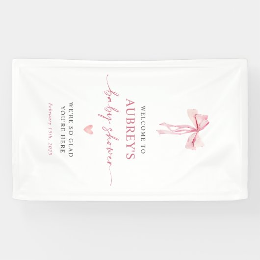 Little Sweetheart Bow Baby shower Welkom Banner (Horizontaal)