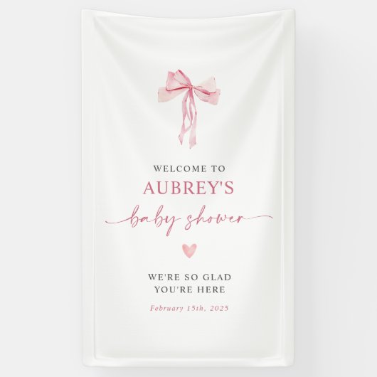 Little Sweetheart Bow Baby shower Welkom Banner (Verticaal)